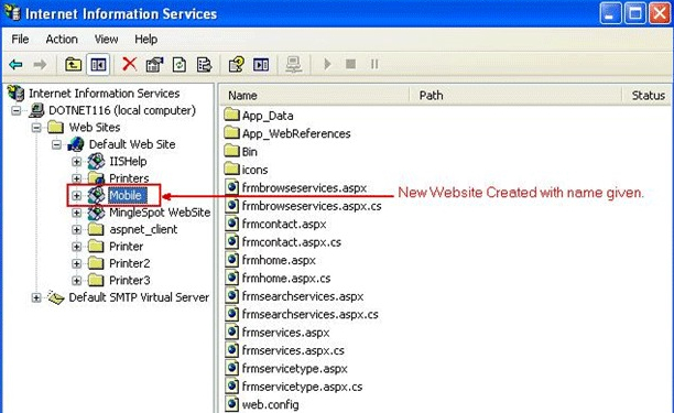 New website created with name given